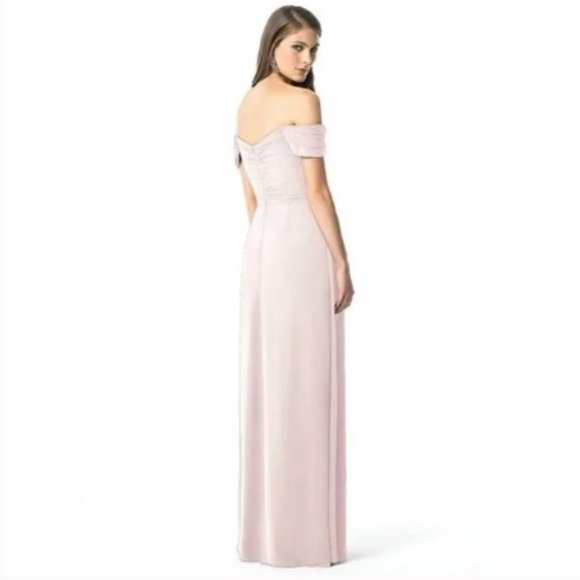 Dessy Collection by Vivian Diamond Blush Pink Lux Chiffon Dress 0 Convertible - Picture 2 of 12